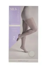 Silk Impressions Shimmer Sheer Pantyhose 2 Pack Size M Soft Silver 20 Denier