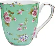 LJIMICAORO 13oz Bone China Floral Mug with Gold Handle Bone China Coffee Mugs Bone Teacup Christmas Mugs Birthday Gifts for Women Mom Friends Coworker
