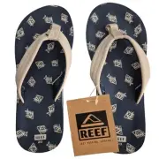 Reef Boys Navy Fish Flip Flop Sandals Size 2/3 Blue