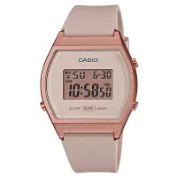 在飛比找Yahoo奇摩購物中心優惠-CASIO 經典酒桶型復古款數位休閒錶-粉X古銅(LW-20