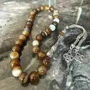 REAL Aqeeq Agate Stone Islamic Prayer 33 beads, Tasbih, Misbaha, Tasbeeh, BIG!