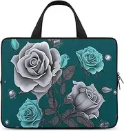 Laptop Case Sleeve Shockproof Computer Carrying Bag Teal Grey Rose Notebook Case Cover Laptop Bag Water Resistant Computer Cases Tablet Briefcase for Travel Business 12 Inch