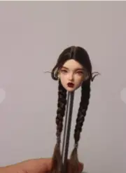 1/6 Black Braids Mohair Hair Wig F 12" Female Action Figure Head Sculpture Toy