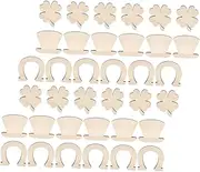 OHPHCALL DIY Supplies 36pcs Wooden Slices Lucky Shamrock Design Unfinished Craft Kit for DIY Decorations Wedding Accessory