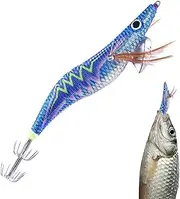 Squid Lures Fishing Saltwater | Wooden Lure, Hook Flexible Swimming Glow Effect for Cod Sea Bass Snapper Buniq