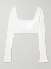 [Galvan] Galvan - Beating Heart Cropped Sequined Tulle Top - Off-white - FR 38 FR 38 Off-white