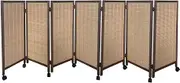 Folding Privacy Screen,Foldable Temporary Wall,4/5/6/7/8 Panel Bamboo Weaving Room Divider,for Kindergarten Bedroom Studio(120x40cm-7panel)