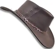 [Oztrala] Oiled Kangaroo Leather Hat Cowboy Outback Mens Black Jacaru Australian HLK2 A