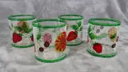 Yankee Candle Tea Light Votive Holder Set Fruit 3" Tall Crackle Glass 4 Piece