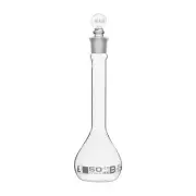 Eisco Labs 50ml Volumetric Flask with Glass Stopper, Class B - White Graduation