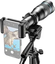 Apl-60Xfr50 4K Hd 60X Metal Monocular Scope 50Mm P Lens Multi-Layer Coating with Tripod Stand & Phone Clip for Bird Watching/Stargazing/Hunting/Camping/Hiking/Travel Black