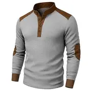 Men's Waffle Henley Shirt Tee Short Sleeve Solid Color Plain Fashion Designer Casual Buttons Color Block Henley Outdoor Casual Daily Fall Winter All Seasons Bl