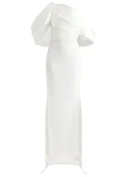 Solace London Raye Draped Satin and Crepe Gown - Cream - 12 (UK12 / M) 12 (UK12 / M)