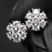 14k White Gold Plated 2Ct Round Cut Lab Created Diamond Screw Back Stud Earrings