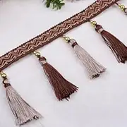 Tassel Fringe Trim, 12 Yards DIY Curtain Sewing Trim Braid Fringe Fabric Ribbon Trimming(Brown)