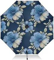 [RPLIFE] Compact Umbrella, Umbrellas for Rain Windproof, Automatic Open/close, Compact Size for Women Backpacks/Handbags, Painted Blue Beige Flowers