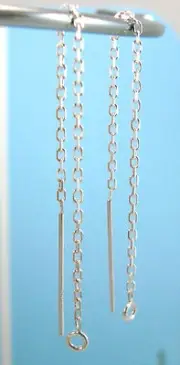 Solid 925 sterling silver diamond cable earring threader ear wire earwire E59