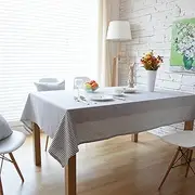 Table Cloth Weights for Patio Tables Camping Cover Kids Thin Stripes Underlay Non Slip Tablecloth Clamps Outdoor Cotton Linen Grey Decoration 140X160Cm