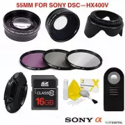 FISHEYE LENS + TELEPHOTO LENS + 16GB + REMOTE FOR Sony Cyber-shot DSC-HX400V