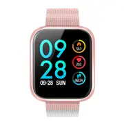 P70 1.3'' IPS Color Touch Screen IP68 Waterproof Smart Watch Blood Pressure Oxygen Monitor Information Push Fitness Exercise Sports Bracelet PINK COLOR