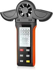 Digital Anemometer, Air Flow & Wind Speed Meter, Handheld CFM Anemometer with Waterproof Touch Button, Rechargeable Meter Gauge Air Velocity Measuring Device for HVAC Outdoor