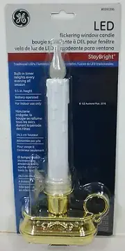 GE LED Flickering Window Flameless Candle Battery Powered With Timer, Gold Base