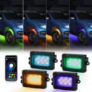 For Chevy Silverado 1500 4x Pods RGB LED Rock Light Underglow Lamp bluetooth APP
