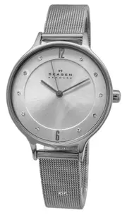 Skagen Anita Silver Dial Swarovski Crystal Mesh Bracelet SKW2149 Ladies Watch