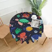Turtle Tablecloth for Round Table Cloth 60 Inch Waterproof Party Table Covers for Picnic Kitchen Outdoor