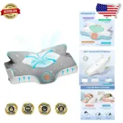 Removable Cover Contour Memory Foam Pillow for Side and Back Sleepers (Grey-S)