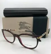 New BURBERRY Eyeglasses B 2255-Q 3657 51-18 140 Burgundy Tortoise w/Plaid Design