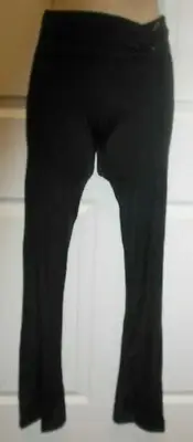 Capezio Black Pants Shiny Spandex with silver loop buckle Xsmall ladies bootcut