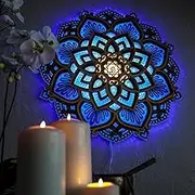 Mandala Yoga Room Night Light LED, Multilayered Cut Carved LED Wooden Mandala Hanging MDF Panels Luminous Lamp Decoration, Wall Decor for Living Room Bedroom (Mandala 3D)