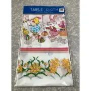 Vintage New Old Stock Easter Plastic Table Cloth Hong Kong Bunnies Chicks 54x72