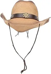 [SHERCHPRY] Summer Wide Brim Straw Hat for Women Western Cowboy Fedora Jazz Hat Size 56 for Sun Protection and Fashionable Outdoor Wear Khaki