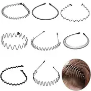 Generic Unisex 8-Piece Hair Hoop Set, Spring Wavy Hair Hoop, Nonslip Men Women Sports Fashion Headwear in Spring, Hairband