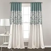 Lush DÉCOR Estate Garden Print Curtains Light Filtering Window Panel Set for Living, Dining, Bedroom (Pair), 84 in x 52 in, Blue