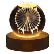 Ferry Wheels Night Light Glowing 3D Engraved Crystal Ball Gift Home Decor