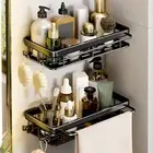 2Pcs Shower Caddy Metal Shower Shelves with Hooks Towel Rack Wall Mounted ➹➹➹