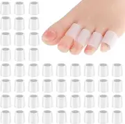 Gjinxi Silicone Toe Sleeves, 48 Pcs Soft Gel Protector Toe Cushions Cuttable Pinky Toe Sleeves Protectors Corn Protectors Pain Relief Toe Tube Pads for Hammer Toe Stubbed Toe Corns Calluses Protect