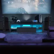 Advwin TV Cabinet 160cm RGB LED Entertainment Unit Black