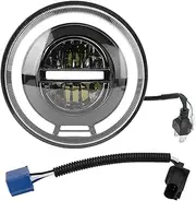 Brilluxa 7in Round LED Headlight IP67 Waterproof 12 to 80V Red Yellow Lighting Motorcycle LED Angel Eye Headlight Motorcycle Headlight Auto Rings Lights