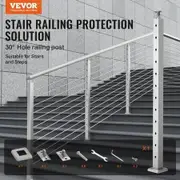 Cable Railing Post 42" x 2" x 2" Steel 30degree Angled Hole Stair Railing Post 12 Pre-Drilled Holes SUS304 Stainless Steel Cable Rail Post