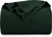 [Utopia Bedding] 100% Cotton Blanket (King Size - 90x108 Inches) 350GSM Lightweight Thermal Blanket, Soft Breathable Blanket for All Seasons (Forest Green)