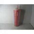 Starbucks 24oz Pink Ombre Tumbler With Straw - Kiss Print Design