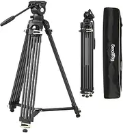 [SMALLRIG] AD-01S Video Tripod, 74" Heavy Duty Tripod with Pan and Tilt Fluid Head, Dual-Mode Quick Release Plate, Load up to 13.2lb / 6kg for DSLR, Camcorder, Cameras