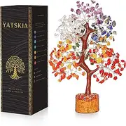 YATSKIA Seven Chakra Gemstone Money Tree Reiki Chakras Healing - Crystals Feng Shui Bonsai Sculpture Spiritual Gift - Handmade Natural Stone Trees Life Décor