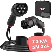 Type 2 to Type 2 EV Charging Cable 7kW 5M - Electric Vehicle Charger| 1 Phase | 32A | 5M TPU Cable Compatible with Tesla/BYD/BMW/MG/KIA