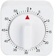White Timer Clock Square 60-Minute Mechanical Kitchen Timer Wind up Visual Cooking Clock with Loud Alarm No Batteries Required Ideal for Cooking Baking and Kitchen
