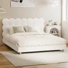 Oikiture Bed Frame Queen Double King Single Tufted Bedhead Boucle Fabric White